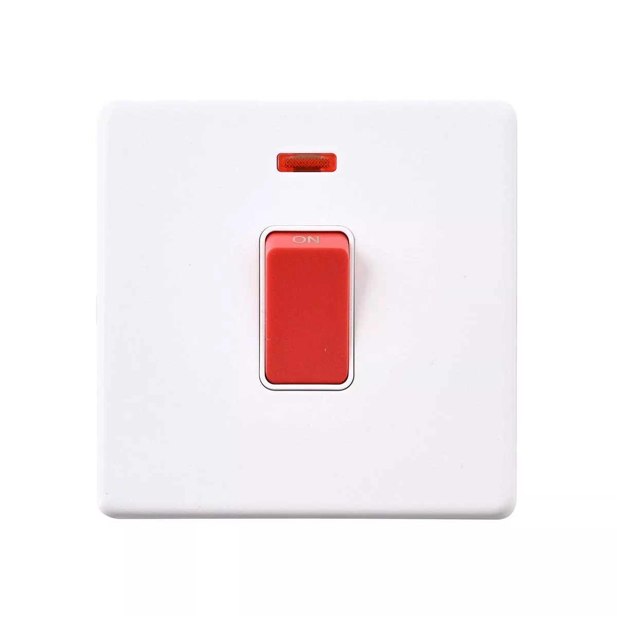 saxby-sl553whw-screwless-45a-1g-dp-switch-with-neon-matt-white-with-white-insert Saxby SL553WHW Screwless 45A 1G DP Switch with Neon – Matt White With White Insert